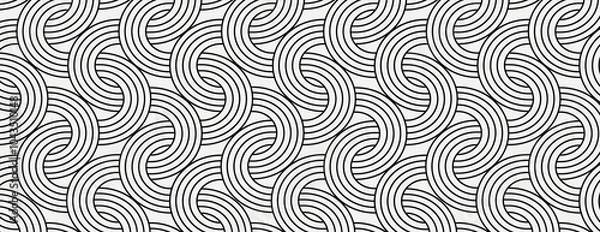 Obraz Gray background with a seamless pattern of black swirling lines. The background has a smooth texture with gray and black vector. White minimal background. Geometric contemporary background vector.