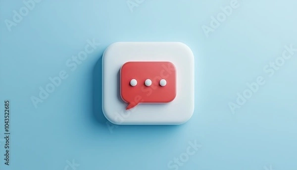 Fototapeta Red speech bubble icon on a blue background, representing communication.