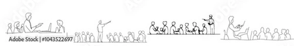 Fototapeta The screen displays a continuous drawing of the business presentation during a team meeting