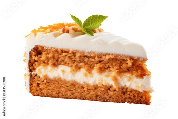 Fototapeta Carrot cake slice isolated on transparent or white background, png