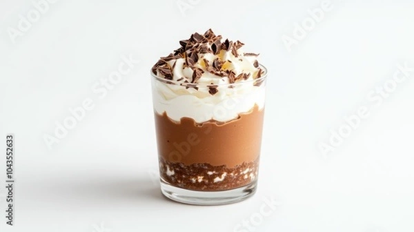 Fototapeta Delicious Chocolate Mousse Verrine with Whipped Cream Topping