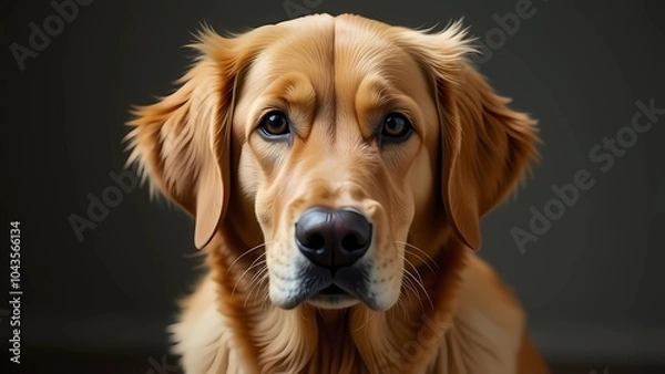 Fototapeta Illustration of a golden retriever on a dark background
