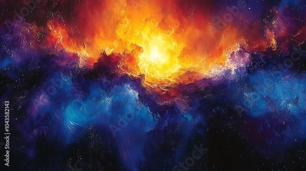 Fototapeta Vast Cosmic Landscape with Swirling Nebulae