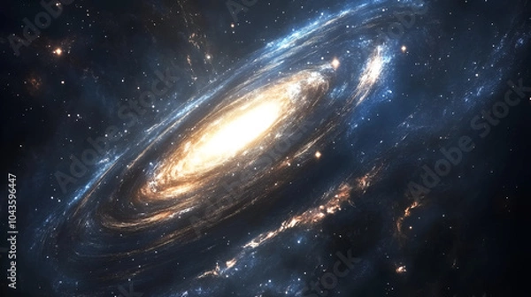 Fototapeta Majestic Spiral Galaxy in Deep Space with Brilliant Core