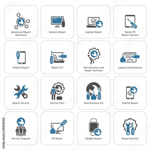 Obraz Repair Service and Maintenance Icons Set.