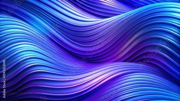 Fototapeta abstract violet blue gradient background with liquid style waves. abstract background 3d shiny plastic waves with purple blue textures and lights interesting lustrous liquid wavy texture 3d render