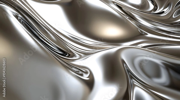 Fototapeta An Abstract Nickel Background with Swirling Metallic Waves and Brilliant Reflections for Contemporary Aesthetics