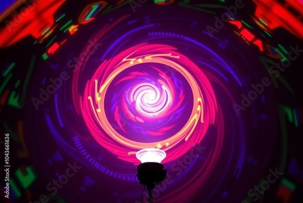 Obraz Projection Vortex A spiral shaped projected light fixture with a