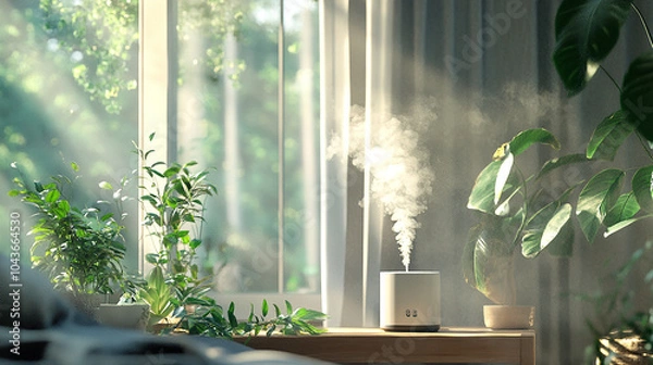 Fototapeta Moisture in the Air from a Humidifier Device