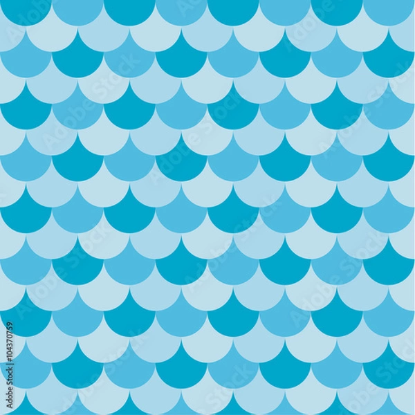 Fototapeta Fish scale blue seamless background for leaflets, prints, textiles and adverts