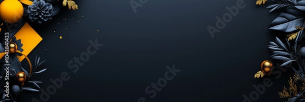 Obraz Modern Dark and Yellow Holiday Background with Elegant Decorations