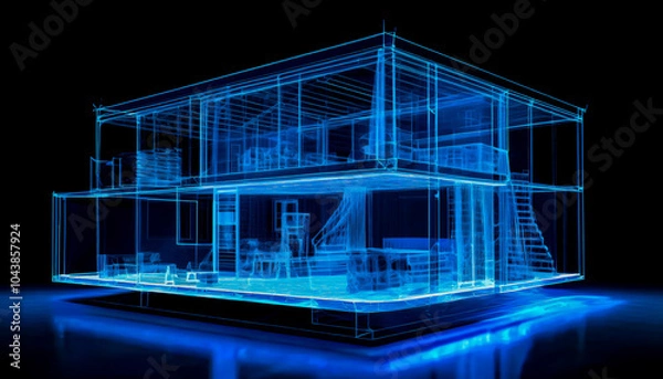 Fototapeta Concept development in modern architecture, with transparent structure