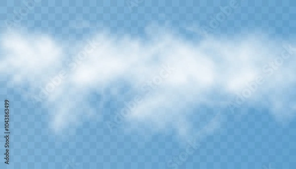 Fototapeta Cloud. Sky in clouds. Set of vector condensation trails. Smoke.