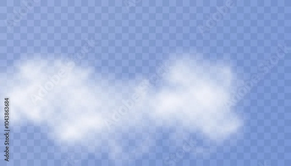 Fototapeta Cloud. Sky in clouds. Set of vector condensation trails. Smoke.