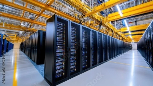 Fototapeta Powerful Computing Facility with Server Racks