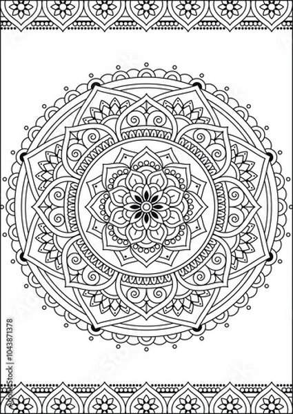 Obraz Coloring book page. Colorless pattern with abstract elements. Mandala and floral elements.