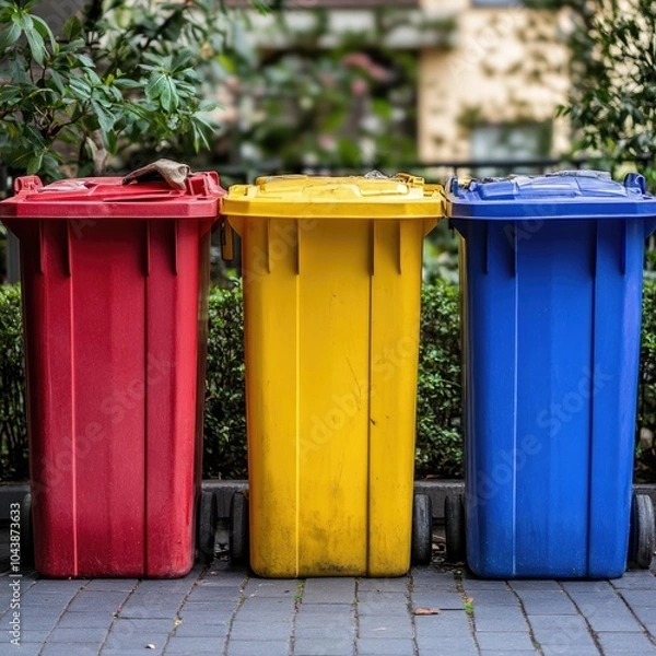 Fototapeta Eco-Friendly Waste Sorting: Colorful Recycling Bin for Saving the Environment