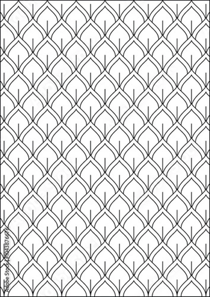 Obraz Coloring book page. Colorless geometrical pattern with abstract repeating elements.