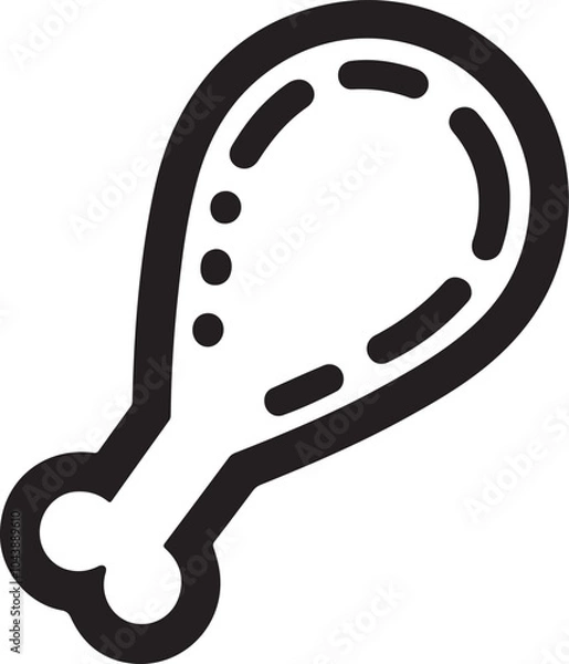 Fototapeta Chicken parts vector art, Icons, Fried chicken leg icon silhouette vector on a white background.