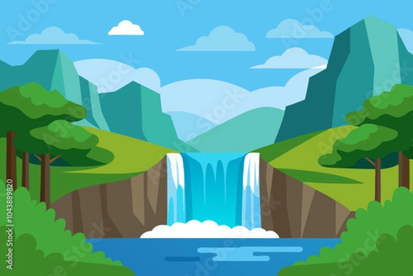 Obraz Waterfall in Nature vector illustration