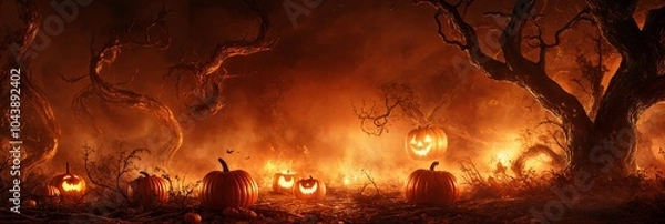 Obraz Halloween Pumpkin Forest Background image Neo Art HD Print 17