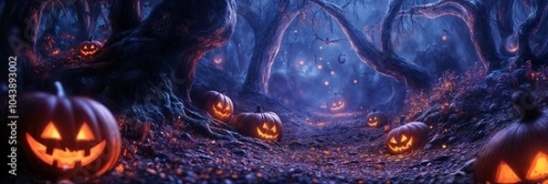 Obraz Halloween Pumpkin Forest Background image Neo Art HD Print 10