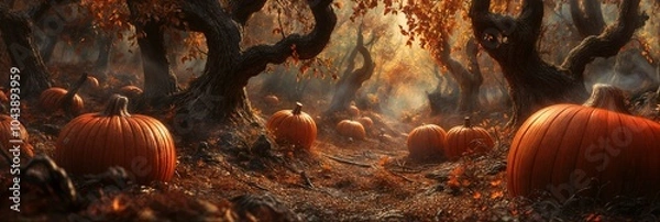 Fototapeta Halloween Pumpkin Forest Background image Neo Art HD Print 02