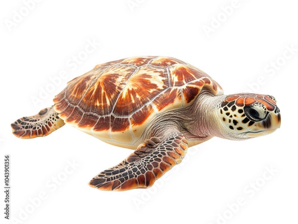 Fototapeta Beautiful sea turtle with intricate shell patterns, gliding gracefully.