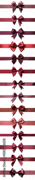 Fototapeta Collection of decorative ribbons in various shades of red. transparent background
