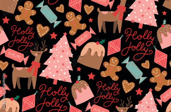 Obraz Flat christmas pattern design