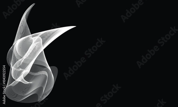 Obraz White Blending Lines Pattern on black isolated background