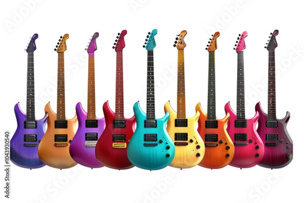 Fototapeta Electric Guitars Collection: A Spectrum of Sound and Color