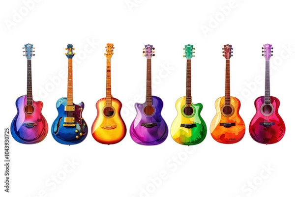 Fototapeta Electric Guitars Collection: A Spectrum of Sound and Color