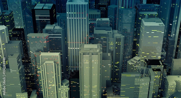 Fototapeta Aerial view of downtown buildings