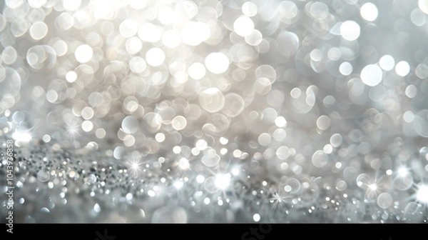 Fototapeta Silver glitter texture white sparkling shiny wrapping background Silver Sequins in Abstract Focus
