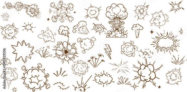 Obraz Comic cartoon boom speed effect, explosive motion line element set.