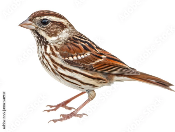 Fototapeta Detailed illustration of a song sparrow with vivid plumage and intricate markings.