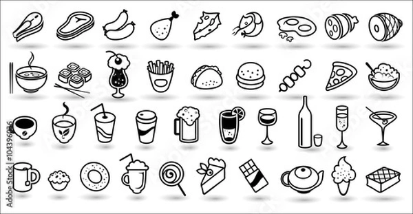 Obraz food icons vector collection