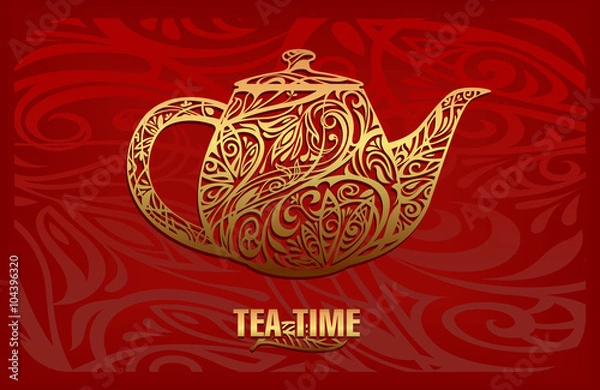 Obraz tea time vector template