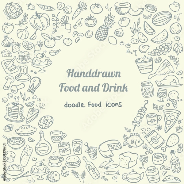 Fototapeta doodle food icons