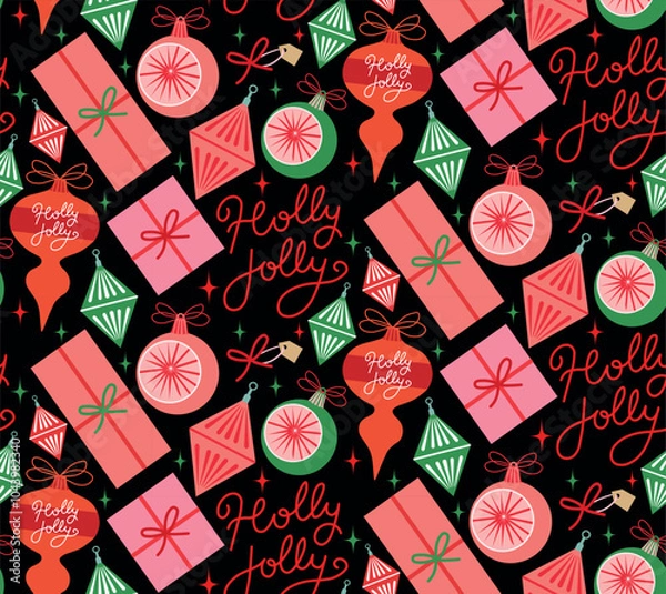 Fototapeta Flat christmas pattern design