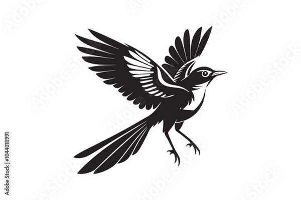 Fototapeta Mockingbird silhouette vector illustration, Mockingbird silhouette vector