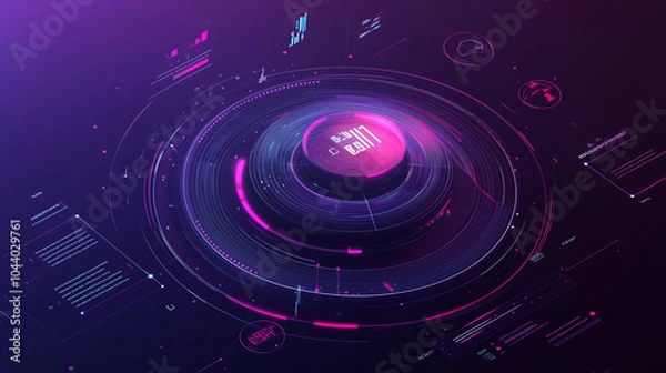 Fototapeta Futuristic Digital Interface Visualizing Modern Data Screen Global Indicators, Data Streams, and Complex Forecasting Models