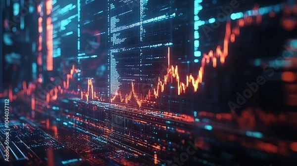 Fototapeta Live stock market updates visualized through digital trading graphs image