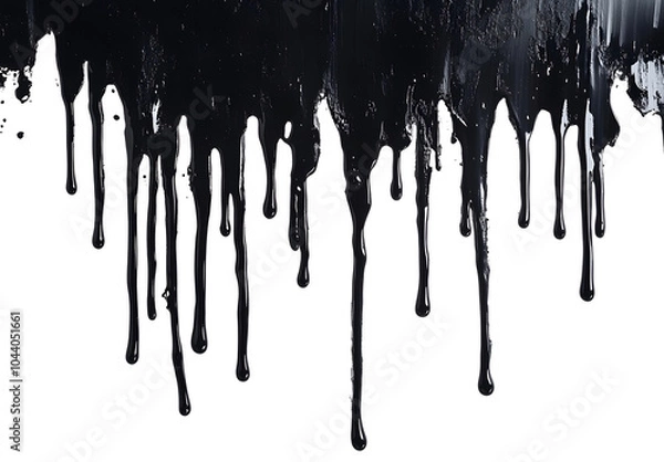 Fototapeta Black paint dripping on a white background design, flat lay, top view design, banner with a copy space area, vector illustration design