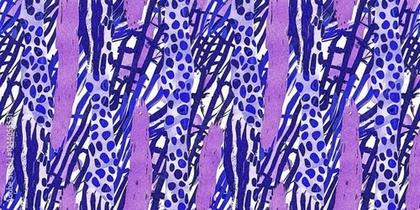 Obraz Fun girly camouflage border pattern in vibrant stripes and spotted seamless design . Modern skin banner texture patched effect for festival and beach wear style in ribbon repeat.
