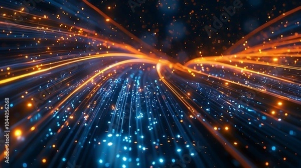 Fototapeta Vibrant Abstract Digital Art with Flowing Waves, Neon Lights, and Futuristic Fluid Design Elements