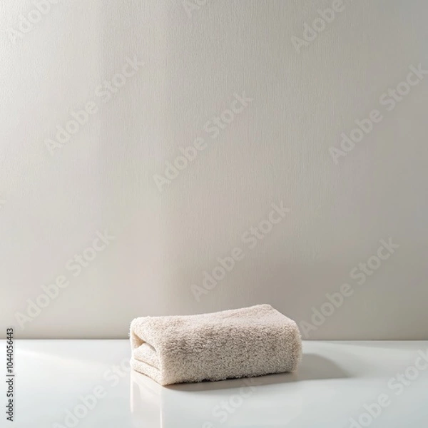 Fototapeta Soft washcloth displayed on a smooth surface against a clean backdrop. Generative AI