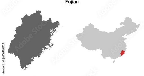 Fototapeta Fujian province blank outline map set
