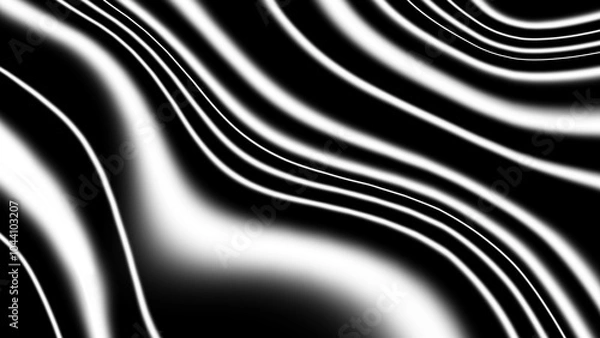 Fototapeta Abstract monochrome 4k wallpaper, white smooth blurred wavy diagonal lines on black background